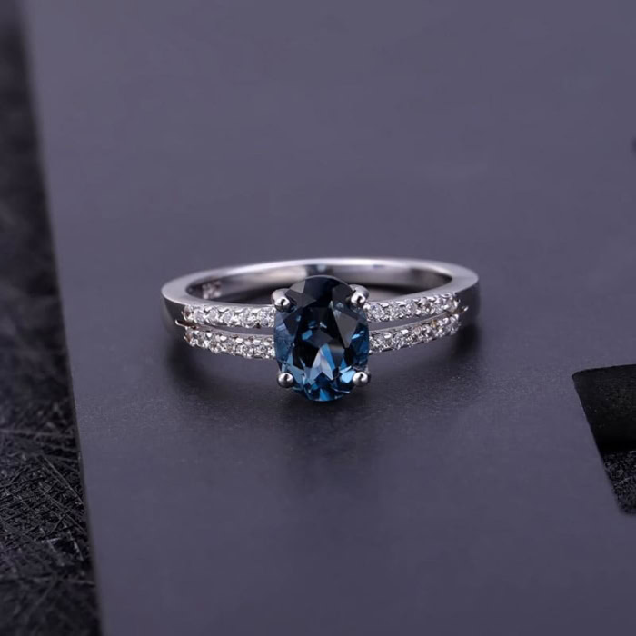 Silber Ring mit London Blue Topas