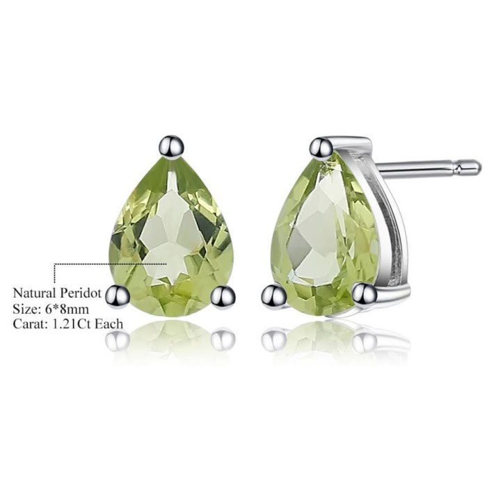 Peridot Edelstein Ohrringe Tropfenform Aus Silber