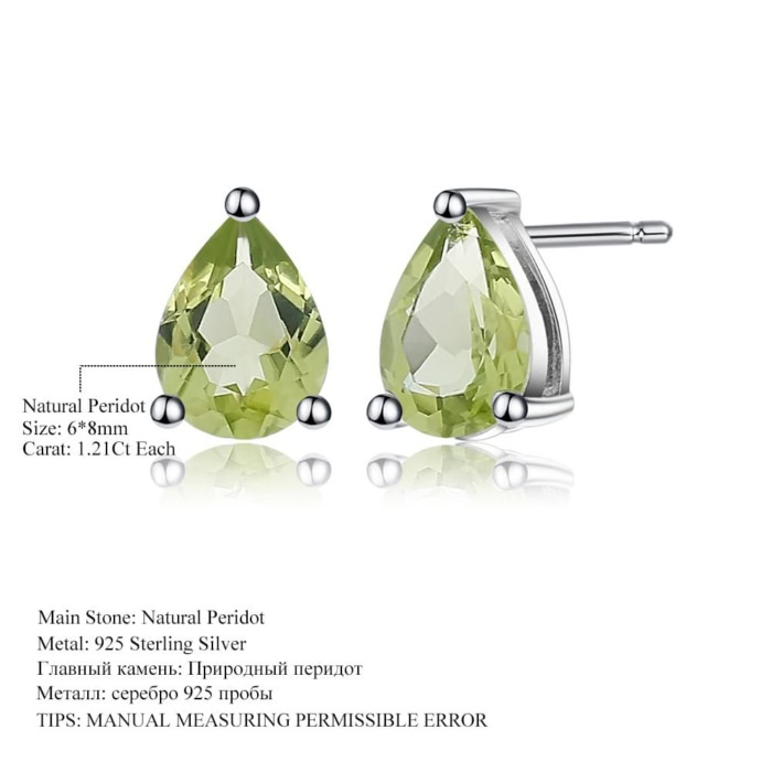 Peridot Edelstein Ohrringe Tropfenform Aus Silber