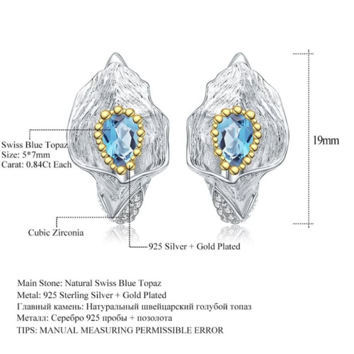 Blumen Ohrringe Silber mit Topas