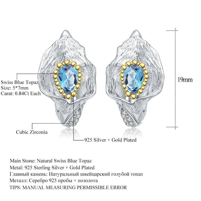 Blumen Ohrringe Silber mit Topas