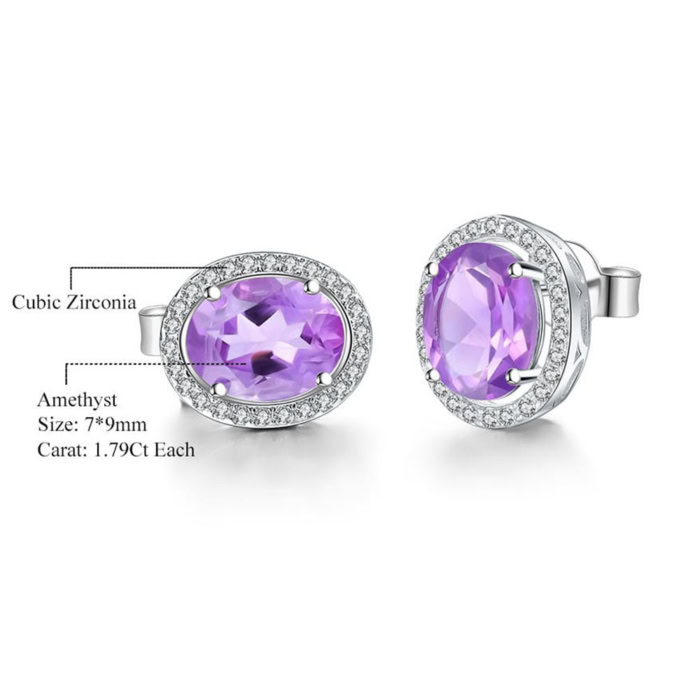 Silber Ohrringe Stecker mit Amethyst