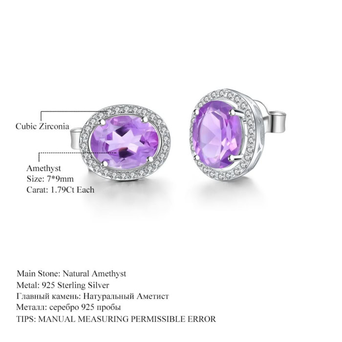 Silber Ohrringe Stecker mit Amethyst