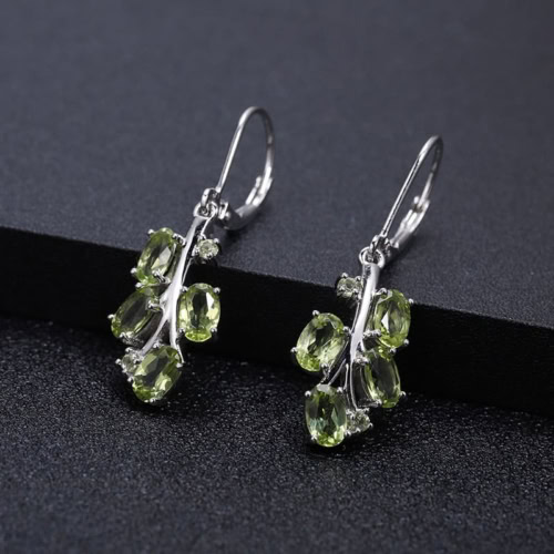 Silber Ohrringe mit Peridot Anhänger