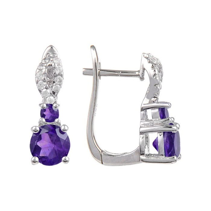 Silber Ohrringe Stecker Amethyst