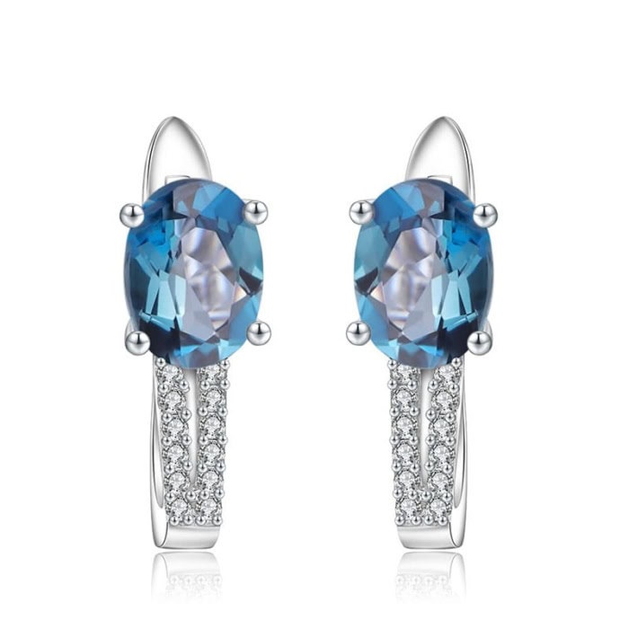 London Blue Topas Ohrringe Stecker mit Zirkonia