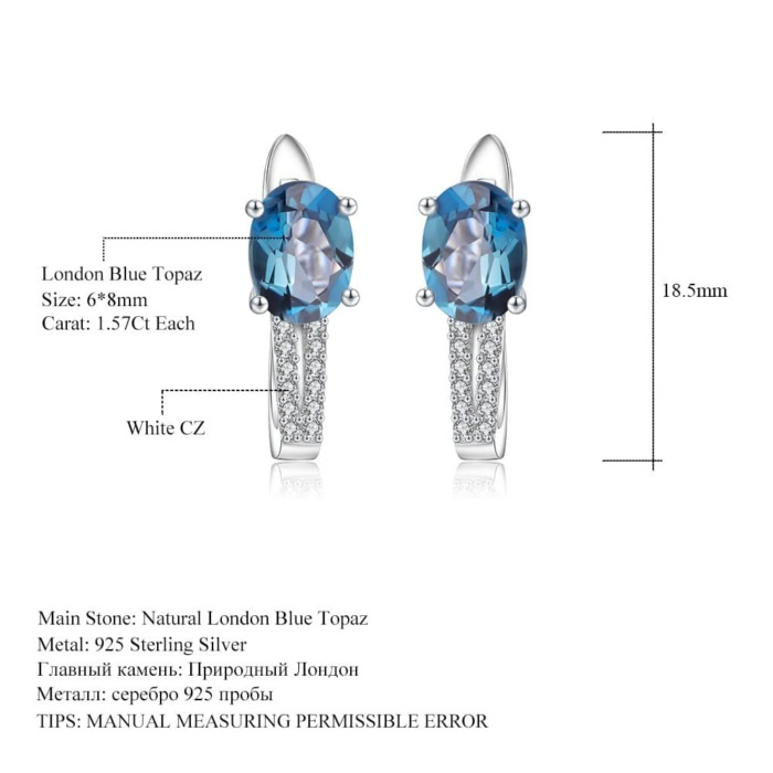 London Blue Topas Ohrringe Stecker mit Zirkonia