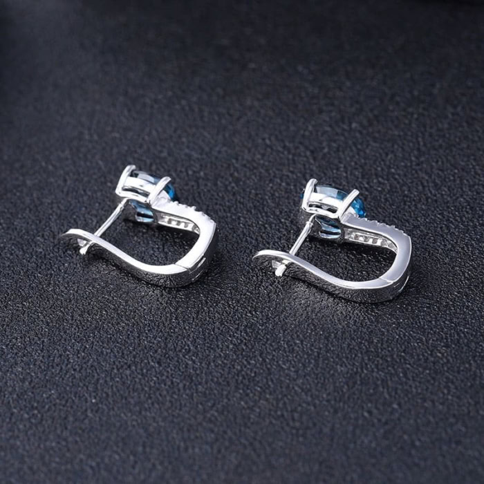 London Blue Topas Ohrringe Stecker mit Zirkonia