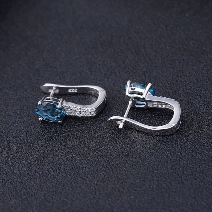 London Blue Topas Ohrringe Stecker mit Zirkonia