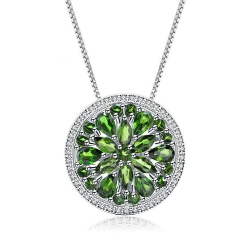 Diopside Kette mit Rundem Plättchen