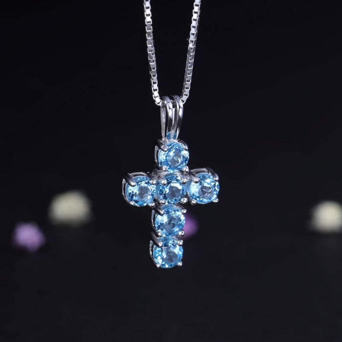 Damen Kette Silber mit Kreuz