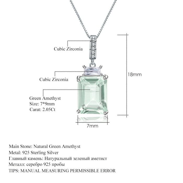 Grüner Amethyst Kette mit Rechteckigem Anhänger