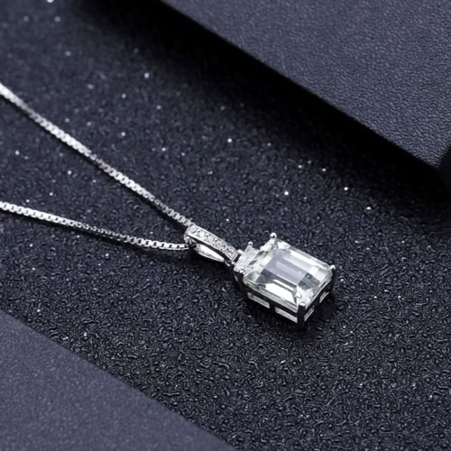 Grüner Amethyst Kette mit Rechteckigem Anhänger