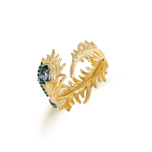 Golden Feder Ring mit Topas