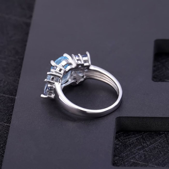 Silber Ring Damen mit Topas und Quarz