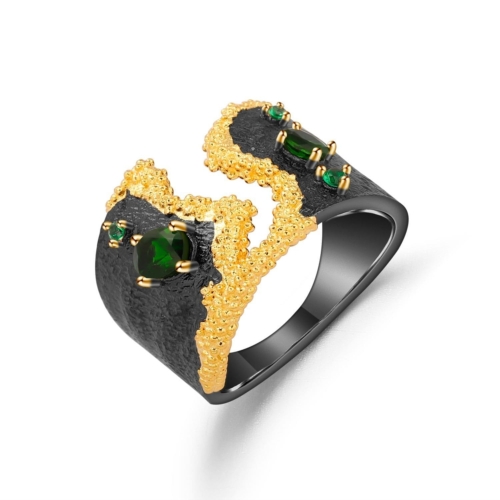 Schwarz Ring Vintage mit Diopside