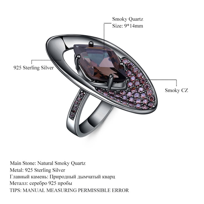 Ring Schwarz mit Rauchquarz