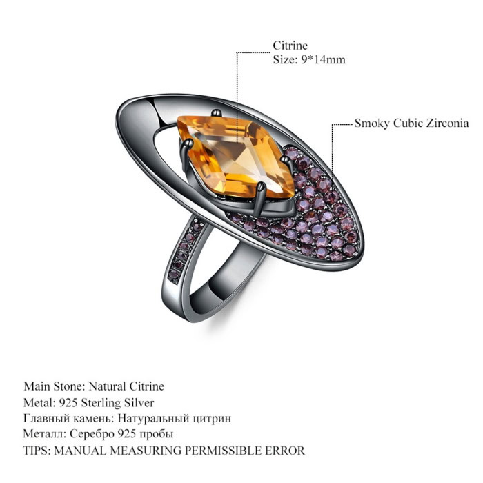 Wikinger Ring Schwarz mit Citrin