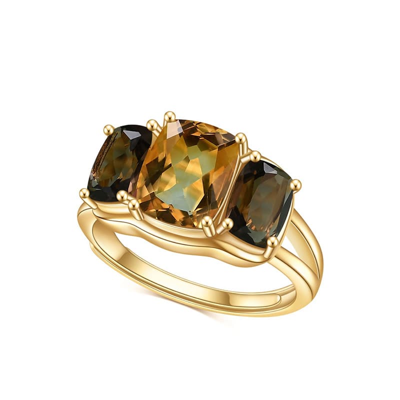 Damen Ring mit Rauchquarz und Citrin