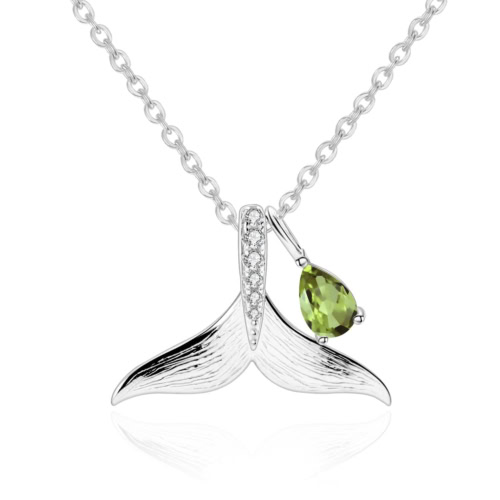 Silber Walflosse Kette mit Peridot