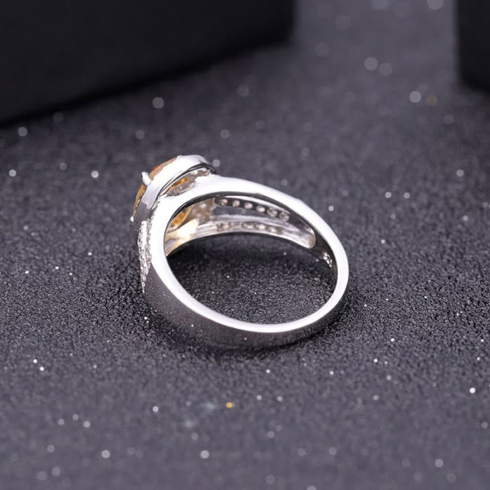 Silber Solitaire Ring mit Citrin