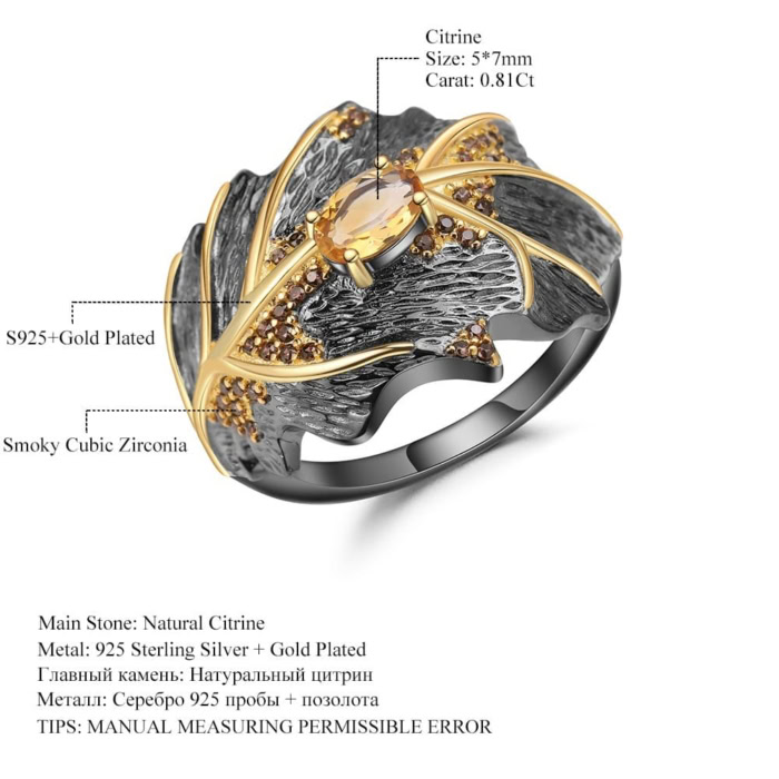 Blattform Ring mit Edelstein