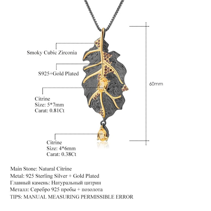 Blatt Kette mit Citrin