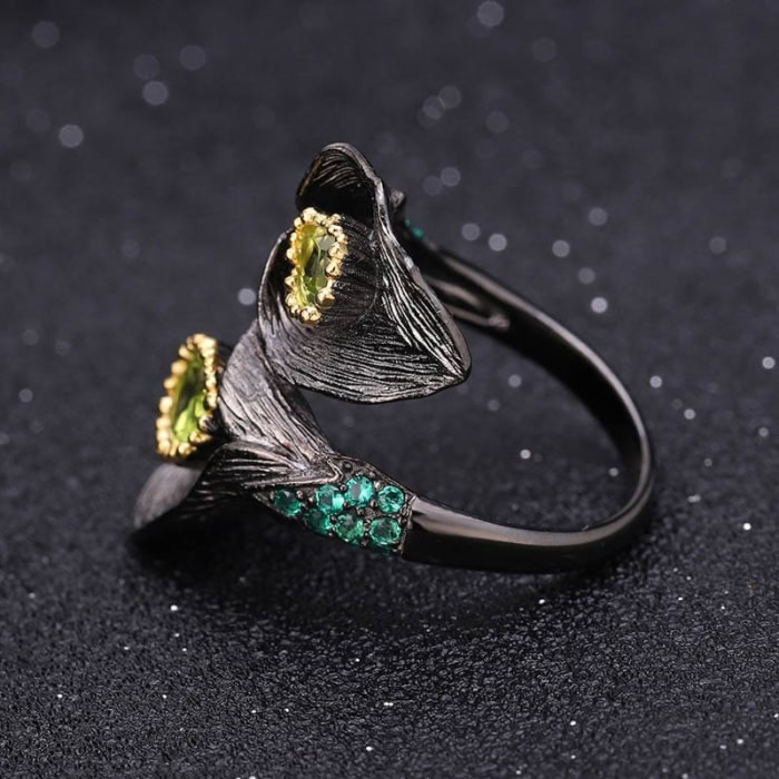 Ring Blume mit Peridot