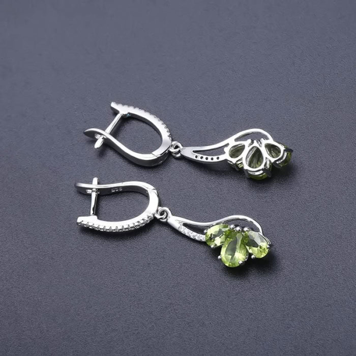 Silber Ohrringe mit Peridot Anhänger