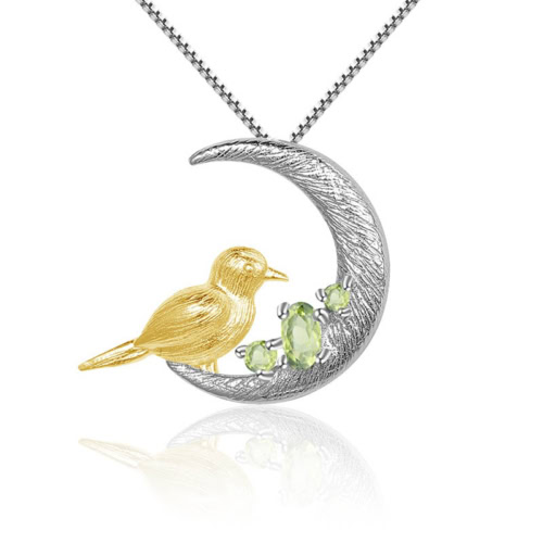 Mond Kette Kolibri mit Peridot