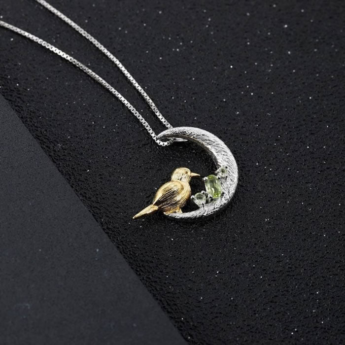 Mond Kette Kolibri mit Peridot