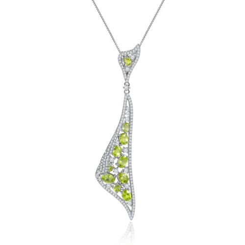 Silber Kette Dreieck mit Peridot