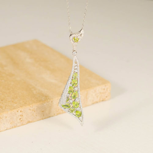 Silber Kette Dreieck mit Peridot