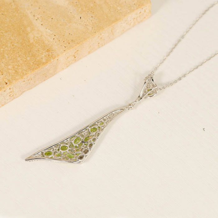 Silber Kette Dreieck mit Peridot