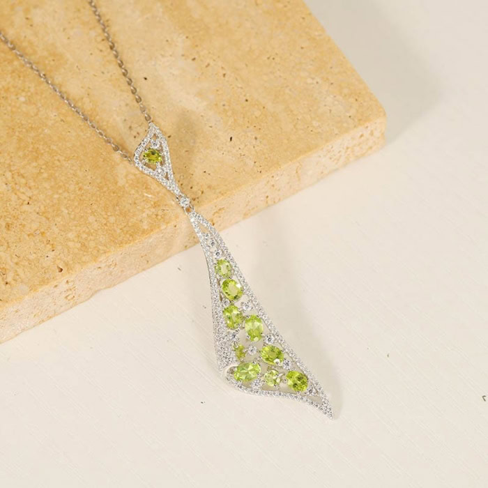 Silber Kette Dreieck mit Peridot